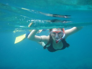 Liz Maus Snorkeling at Hounaunau Bay, Hawaii: Photo by Donnie MacGowan
