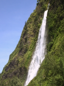 800-foot waterfall in Waipi'o Valley: Photo by Donald MacGowan
