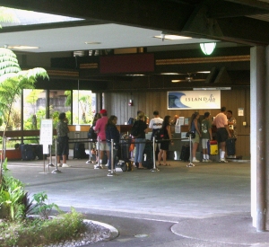 Although Beautiful, Open, and Welcoming, Hilo International Airport Can Be Frustrating With Long Lines and Longer Waiting Times...In Fact, Hilo is not Even an Interstate Airport, Let Alone International--Flights In and Out Only Connect To Other Islands In Hawaii: Photo By Donnie MacGowan