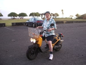 Bradford MacGowan Rips Around Kona on a Scooter--Which Are Locally Known As Mopeds: Photo by Donald B. MacGowan