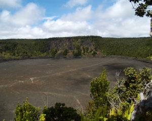Kilaue Iki Crater and Trail from Pu'u Pua'i Overlook: Photo by Donald B. MacGowan