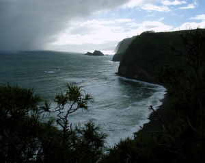 Approaching Storm at Pololu Valley; Due to Frequent Rain Squalls Off the Pacific Ocean, Rain Gear is Highly Recommended For This Hike: Photo by Donald B. MacGowan