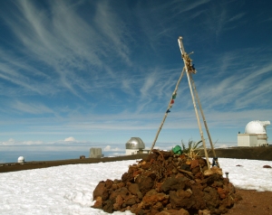 Superstition to Science; An Ancient Hawaiian Temple Shares The Summit With The Most Modern Astronomical Obsdervatories on Pu'u Weiku Summit, Mauna Kea Photo by Donald B MacGowan