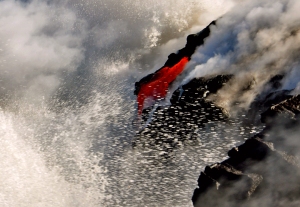 Near Kalapana, Hawaii, Lava from Kilauea Volcano flows into the ocean: Photo by Donald B. MacGowan